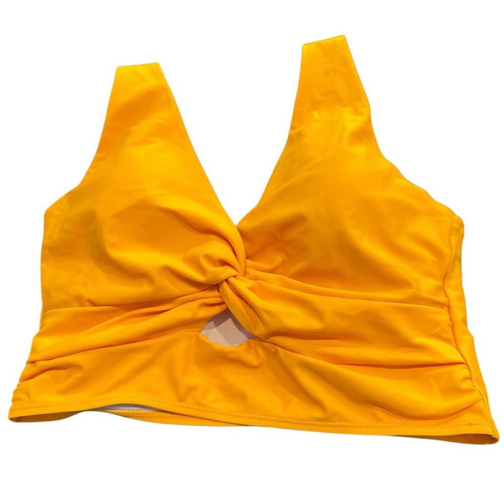 EMERY‎ ROSE Women's XL Twist Front Crop Tank Top Yellow Sleeveless - Picture 2 of 5